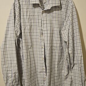 EUC 17 36/37 Joseph Abboud Light Blue and White Plaid Shirt